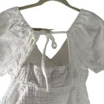 Miami  Women's Size‎ Medium White Gauze Cottage Beach Cropped Babydoll Top Photo 3