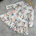 ZARA  Ecru Floral Babydoll Dress Multicolor Tiered Swingy Boho Bloggers Fave S Photo 0