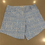 Adidas  Womens‎ Golf Shorts Size 12 Blue White Geometric Pattern Pockets Photo 0
