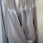 Michelle Mason  Metallic Draped Lame Thong Bodysuit Silver XS Party‎ Night Out Photo 2