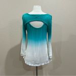 Z by Zobha Teal Ombre Lightweight Long Sleeve Top Size Small Green Photo 4