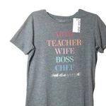 Nine West  Womens Short Sleeve Crewneck Teacher Inspiration Gray Graphic Tee Sz M Photo 0