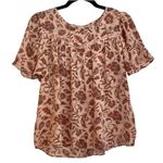 Nanette Lepore  NWT orange floral ruffle sleeve blouse small Photo 2