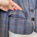 Marissa Webb | Plaid Waist Length Button Front Boy Blazer in Gray/Blue Sz Small Gray Photo 9