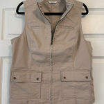 Liz Claiborne Beige Stretch Denim Full Zip Vest M Photo 0