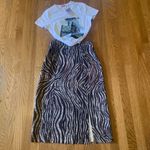Zebra print high waist slit midi Skirt size L Size L Photo 4