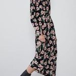 ZARA  Black Multicolor Floral Flower Long Sleeve Maxi Bodycon Mesh Dress Sz S Photo 1
