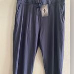NWT Women's Navy Pants Pockets 7/8 Stretch High Waisted Sweatpants Athletic XXL Blue Photo 5