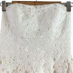 Galina Floral Cutout Eyelet Lace Tea Length Strapless Wedding Reception Dress Photo 4