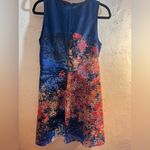 Julia Jordan Blue Orange Sheath Midi Dress Round Crew Neck Sleeveless w pockets Photo 7