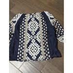 Tory Burch Blue White Candice Printed Cotton Embroidered Tassel Tie Top Size M Photo 6