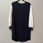 B+ab Navy Blue Pinstriped Long Sleeve Dark Academia Dress Women S Classic Preppy Photo 3