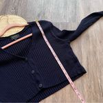 Bardot ‎ cropped cardigan in French navy ribbed knit Photo 3