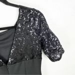 Calvin Klein Black Sequin Sleeves Hidden Back Zipper Lined Maxi Dress, Size 4 Photo 8