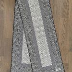 Bill Blass Vintage Ditsy Floral Print Oblong Rectangle Scarf Black and Cream 57" Photo 4