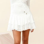 Balloon Sleeve Layered Ruffle Hem Dress Size Small White Size M Photo 0