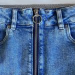 Garage  Medium Blue Stretch Denim Full Zipper a circle Pull Mini Skirt Size S Photo 6