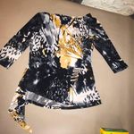 Picadilly Womens Asymmetrical Hem Tunic Top Size M Black Yellow White Photo 4