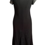 Vtg.SL Fashions Black Flutter Sleeve witchy gothic hem deep V back dress SZ. 10 Photo 0