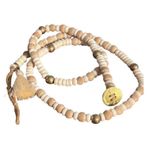 Noonday Boho Wrap Beaded Bracelet Gold Tone Button Tassel Wood Beads Adj Photo 0