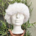 White faux fur beanie snow winter fall hat eskimo, ice princess vibes Photo 0