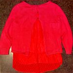 Lucky Brand Split Back w/ Swiss Dot Inset Sweater in Festive Red - size medium Photo 6