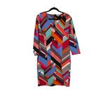 Weslee Rose Women's Multicolor Geometric Pattern 3/4 Sleeves Shift Dress Size L Blue Size L Photo 1