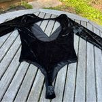 Victoria's Secret M/L CRUSHED VELVET BODYSUIT medium large black long sleeve Photo 9
