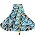 Veronica M Size xs Satin Stretch Flared Maxi Skirt Blue Gold Abstract Chevron Photo 4