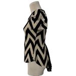 Papaya  Black Cream Chevron Peplum Top Puff Sleeve Juniors M Cute Chic Elegant Photo 1