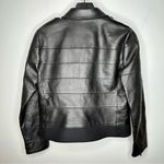 Tory Burch  Lila Tiered Black Leather Wool Contrast Jacket Size 8 Photo 2