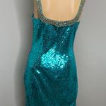 NITELINE By Della Roufogali Green Sequin with Gold Beaded Neckline Mini Dress 8 Photo 9