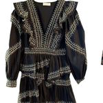 Ulla Johnson Anais Mini Dress Ruffle Embroidered V-Neck Black Noir Cotton 2 NWT Photo 14
