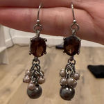 Maroon Dangly Earrings Gray Photo 0