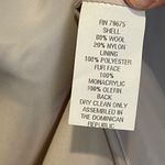 Albert Nipon XL Beige Wool Blend Coat Mink Faux Fur Trim & Pockets Tan Photo 3