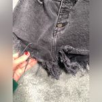 Abercrombie & Fitch high rise mom Black Denim Frayed Shorts Photo 5
