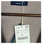 ZARA NWT  Sparkley Short Sleeve V Neck Knit Wrap Tie Midi Dress S Gold Champagne Photo 6