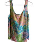 Lilly Pulitzer ‎ Cosmos 100% Silk Tank Top Multi Coral Print Size Small Photo 3