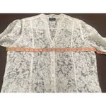 White Unconventional Lace Sheer Tunic w/ Mother of Pearl Buttons (M) Linen Blend Size M Photo 4