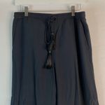 H&M Wide Leg Rayon Pants Women's Tassel Drawstring Casual Comfy Black Sz 8 Photo 2
