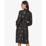 Calvin Klein Black Gold Collared Long Sleeve A-Line Dress Tie Belt Size 10 Photo 5