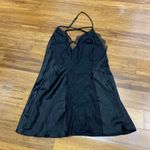 Victoria's Secret Black Lace Trim Cami Slip Dress Nightgown Size Small Satin Photo 2