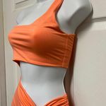Unbranded One Shoulder Body Con Cut Out Mini Dress Orange Size L Photo 4