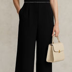 Badgley Mischka Old Money Jumpsuit sz 2 Black Rhinestone Trim Polyester NEW $189 Photo 0