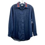 Vintage 90s Style Studio Denim Blouse Women’s Medium Used 3 Looks in 1 Autumn Blue Photo 13