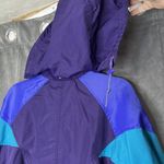 Columbia Vintage Jacket Womens Small Purple Teal Color Block 90s Rain Coat Parka Photo 5