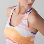 Lululemon CRB Cool Racerback Beacher Stripe White Iris Flower Tank Size 6 Photo 2