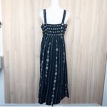 Sonoma Womens Linen Dress Size M Black Floral Midi Boho Dark Cottage Retro Photo 3