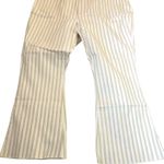 Frame Women’s Tan+White Striped Le Bardot Crop Flare Raw Edge Denim Pant-size 33 Photo 9