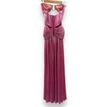 Bronx and Banco Sonny Strapless Cut Out High Slit Maxi Dress Gown in Metallic Rose Photo 7